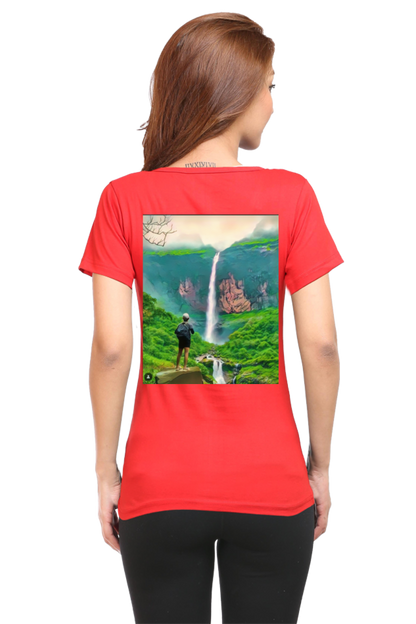 Artredis Women Cotton Printed Regular Fit T-Shirts |Nanemachi Falls| Half Sleeves | Round Neck