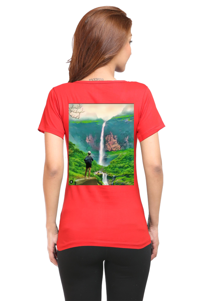 Artredis Women Cotton Printed Regular Fit T-Shirts |Nanemachi Falls| Half Sleeves | Round Neck