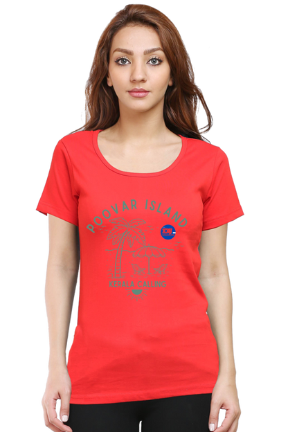 Artredis Women Cotton Printed Regular Fit T-Shirts |Poovar Island| Half Sleeves | Round Neck