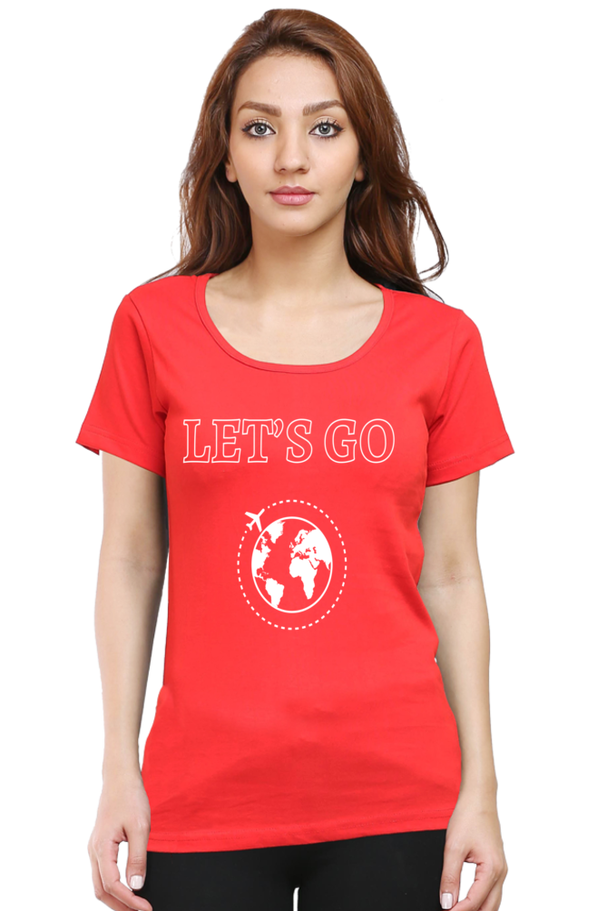 Artredis Women Cotton Regular All Over Print T-Shirts | Lets Go| Half Sleeves | Round Neck