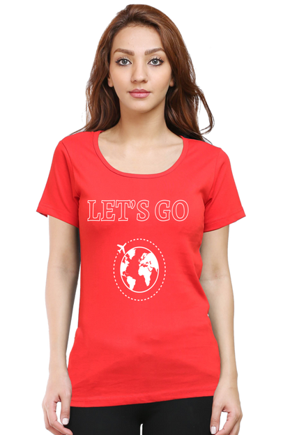 Artredis Women Cotton Regular All Over Print T-Shirts | Lets Go| Half Sleeves | Round Neck