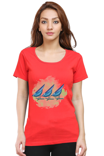 Artredis Women Cotton Printed Regular Fit T-Shirts |Birds | | Half Sleeves | Round Neck