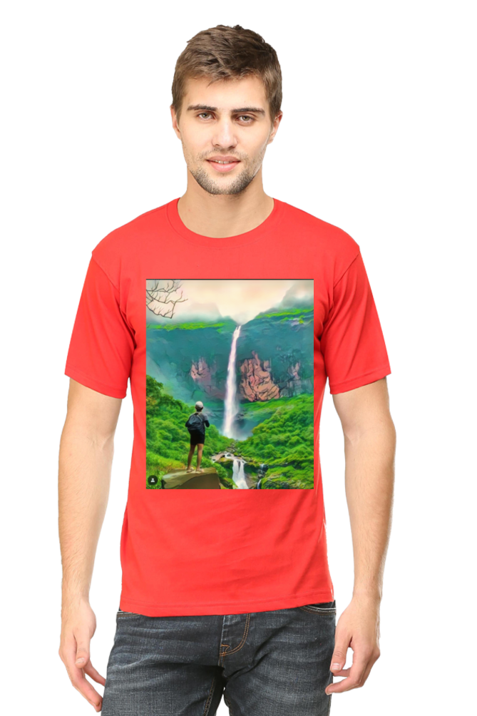 Artredis Men Cotton Printed Regular Fit T-Shirts |Nanemachi Falls| | Half Sleeves | Round Neck