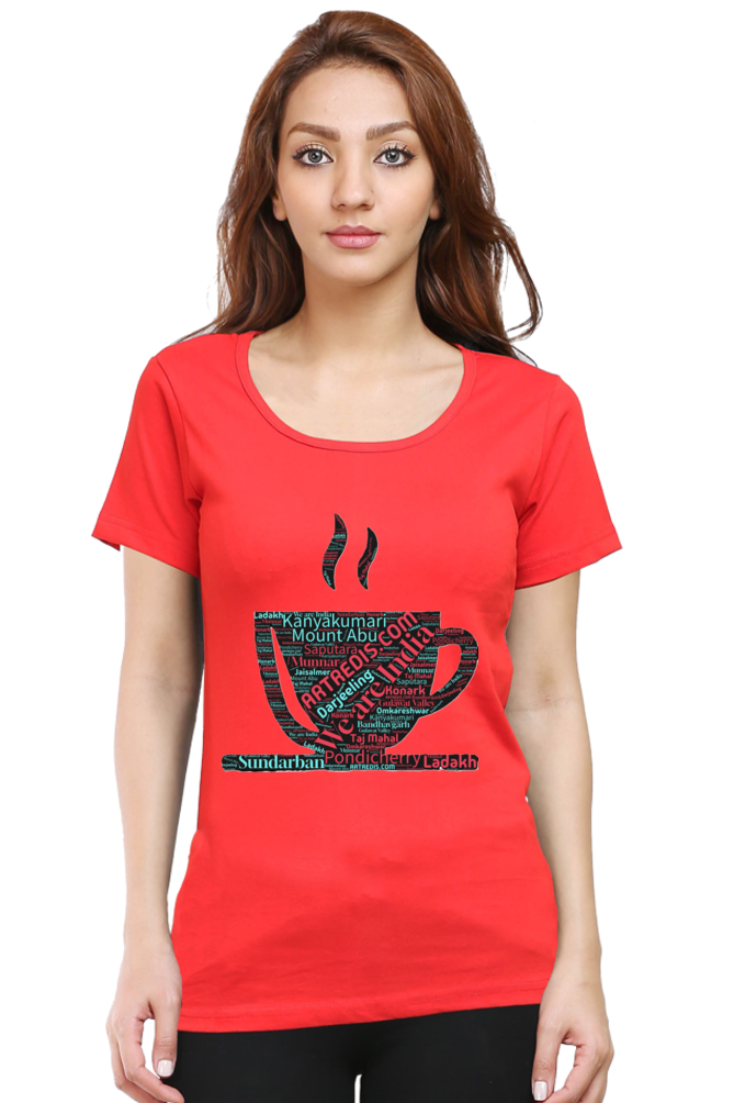 Artredis Women Cotton Regular All Over Print T-Shirts | India Cup| Half Sleeves | Round Neck