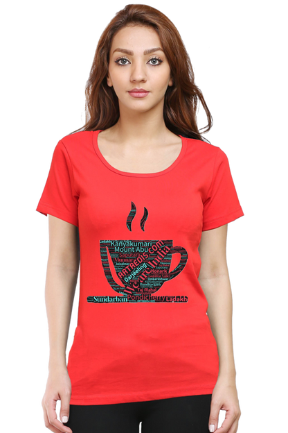 Artredis Women Cotton Regular All Over Print T-Shirts | India Cup| Half Sleeves | Round Neck