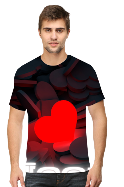 Artredis Men All Over Printed | Hearts| Half Sleeves | Round Neck