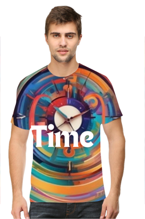 Artredis Men All Over Printed | Time| Half Sleeves | Round Neck