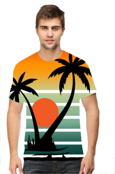 Artredis Men All Over Printed | Coconut Tree| Half Sleeves | Round Neck