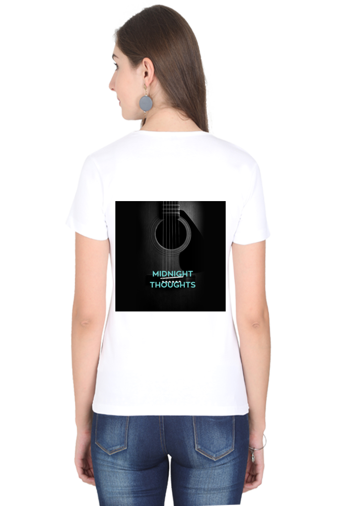 DJ Caladan Women Cotton Printed Regular Fit T-Shirts |Midnight Thoughts| | Half Sleeves | Round Neck