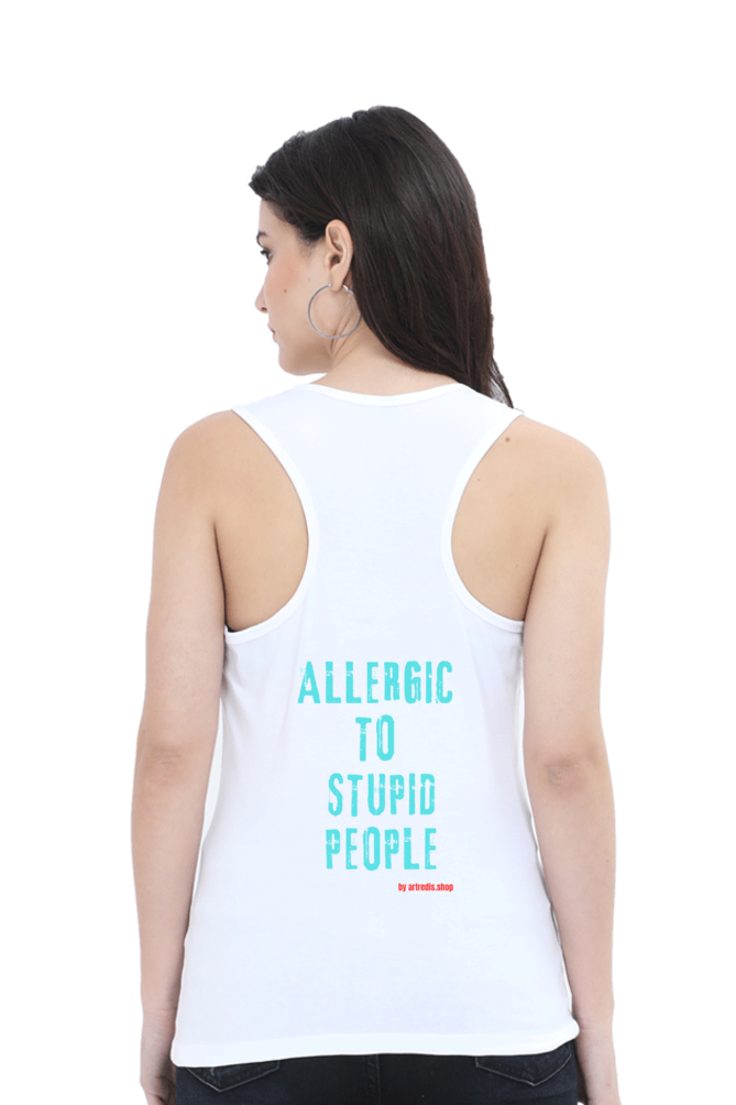 Artredis Women Cotton Sleeveless Tank Top | Allergic To | Round Neck