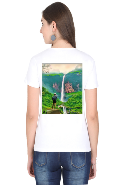 Artredis Women Cotton Printed Regular Fit T-Shirts |Nanemachi Falls| Half Sleeves | Round Neck