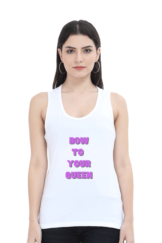 Artredis Women Cotton  Half Sleeves Tank Top | Bow To Your Queen| | Round Neck