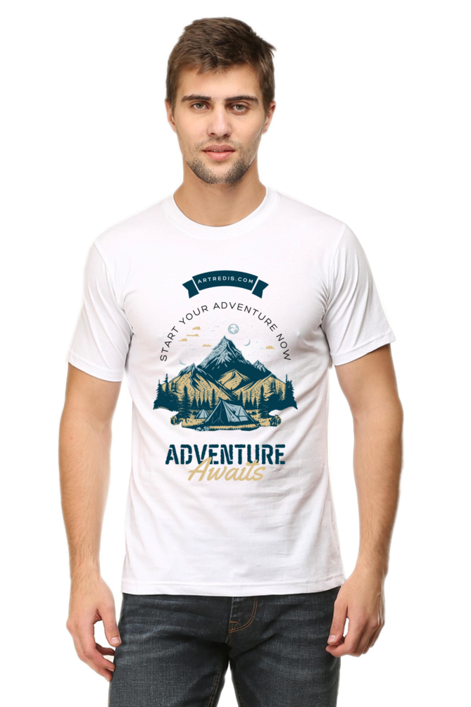 Artredis Men Cotton Printed Regular Fit T-Shirts |Adventure Awaits| | Half Sleeves | Round Neck