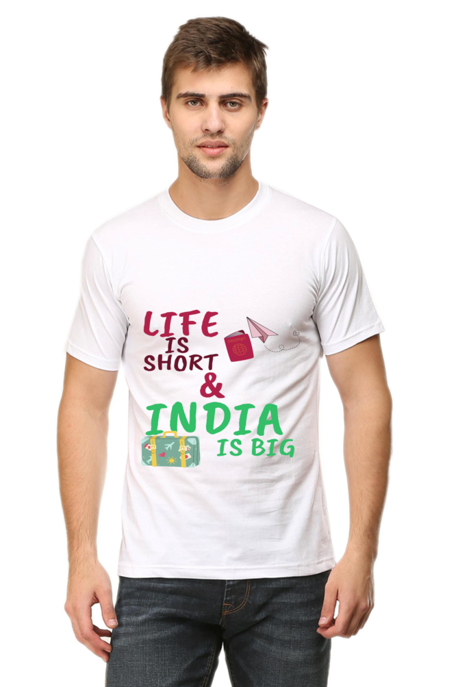 Artredis Men Cotton Printed Regular Fit T-Shirts |Life is Short | Round Neck