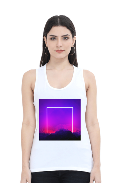 Artredis Women Cotton Tank Top | Heavens Gate| Half Sleeves | Round Neck