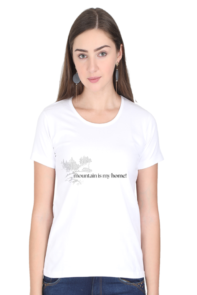 Artredis Women Cotton Printed Regular Fit T-Shirts |Mountain Home| Half Sleeves | Round Neck