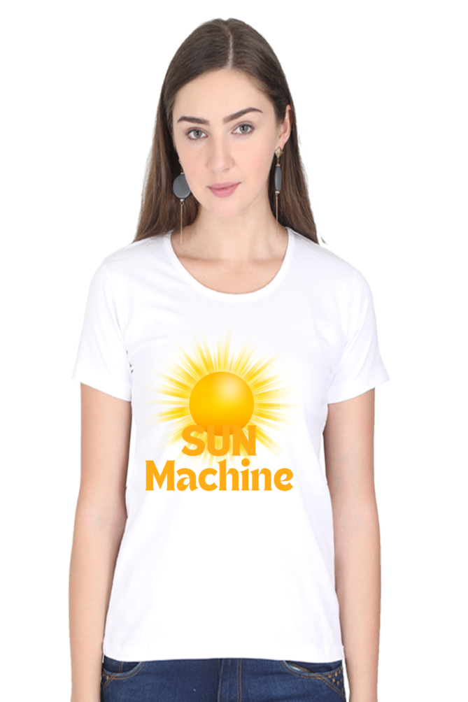 Artredis Women Cotton Regular All Over Print T-Shirts | Sun Machine| Half Sleeves | Round Neck