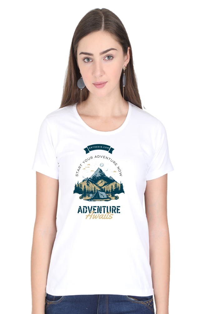 Artredis Women Cotton Printed Regular Fit T-Shirts |Adventure Awaits| Half Sleeves | Round Neck