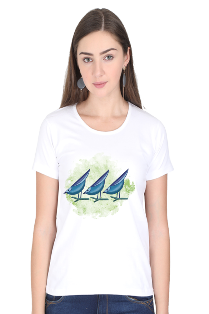 Artredis Women Cotton Printed Regular Fit T-Shirts |Birds | | Half Sleeves | Round Neck