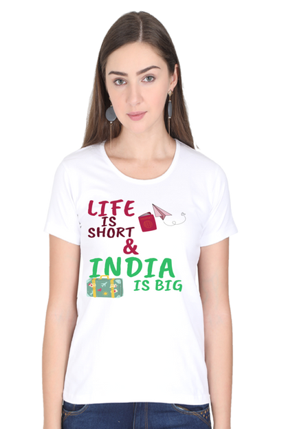 Artredis Women Cotton Printed Regular Fit T-Shirts | Life is Short| Half Sleeves | Round Neck