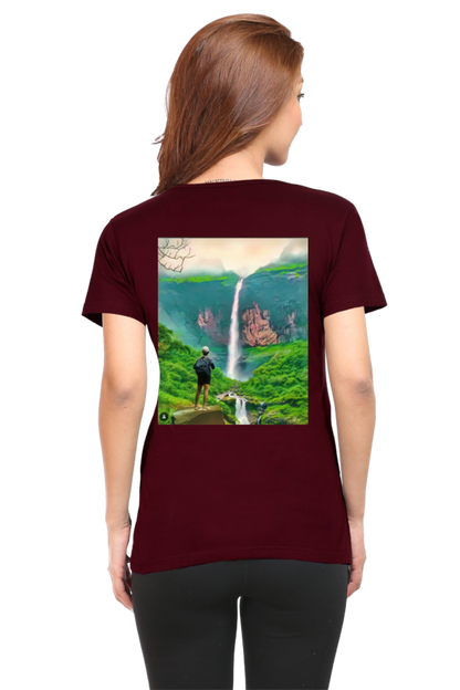 Artredis Women Cotton Printed Regular Fit T-Shirts |Nanemachi Falls| Half Sleeves | Round Neck