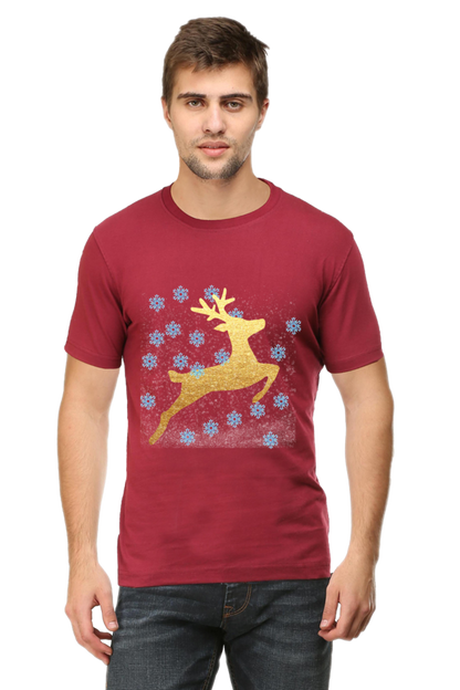 Artredis Men Cotton Printed Regular Fit T-Shirts |Reindeer | Round Neck