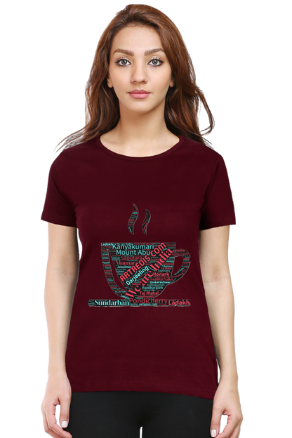 Artredis Women Cotton Regular All Over Print T-Shirts | India Cup| Half Sleeves | Round Neck