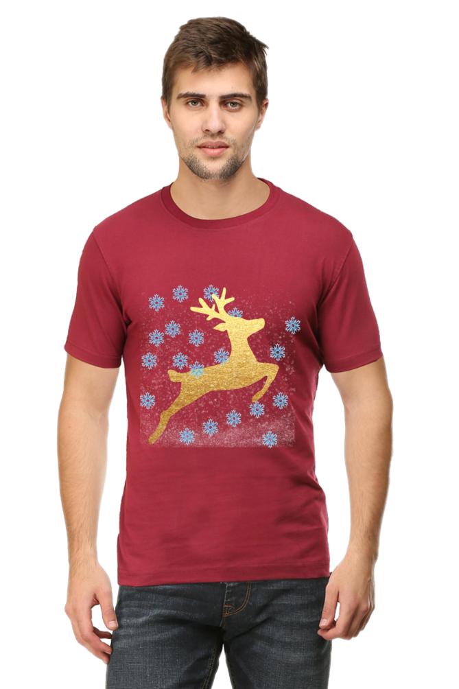 Artredis Men Cotton Printed Regular Fit T-Shirts |Reindeer | Round Neck