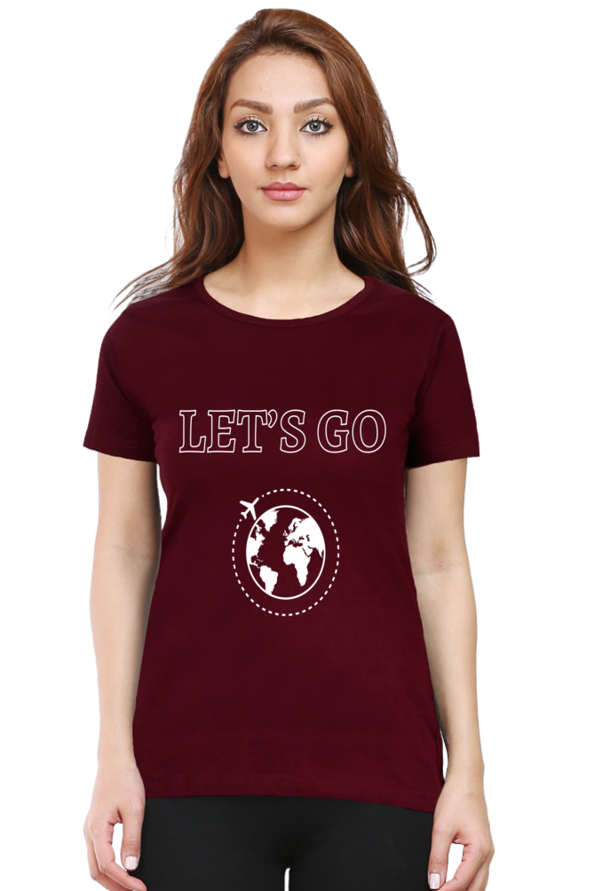 Artredis Women Cotton Regular All Over Print T-Shirts | Lets Go| Half Sleeves | Round Neck