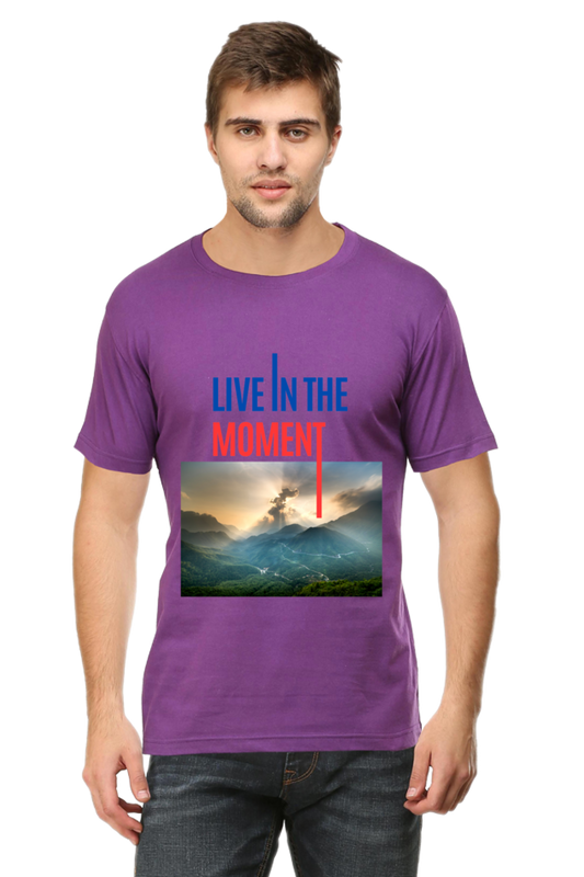 Artredis Men Cotton Printed Regular Fit T-Shirts | Live in the Moment| | Half Sleeves | Round Neck