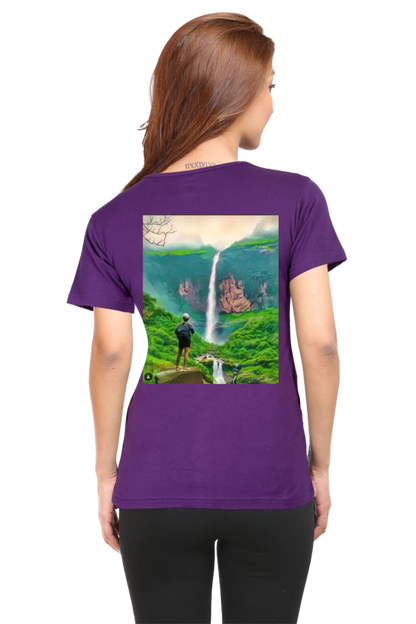 Artredis Women Cotton Printed Regular Fit T-Shirts |Nanemachi Falls| Half Sleeves | Round Neck