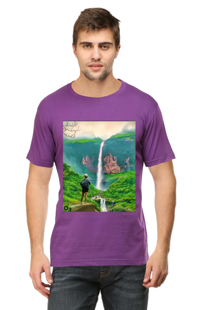 Artredis Men Cotton Printed Regular Fit T-Shirts |Nanemachi Falls| | Half Sleeves | Round Neck