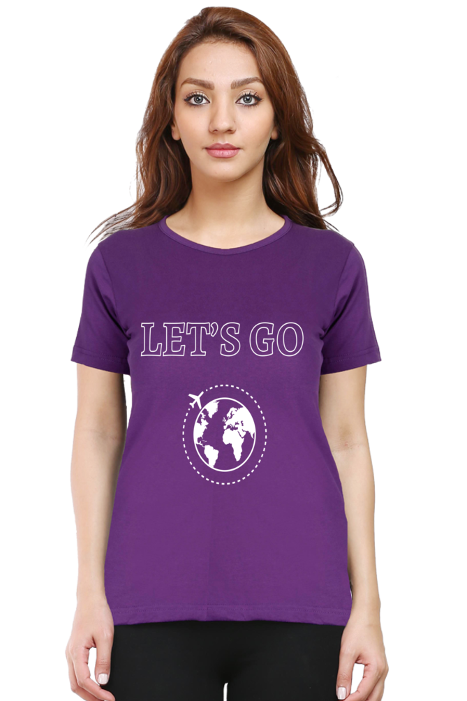 Artredis Women Cotton Regular All Over Print T-Shirts | Lets Go| Half Sleeves | Round Neck