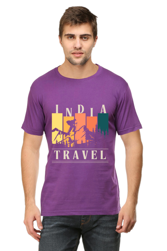 Artredis Men Cotton Printed Regular Fit T-Shirts |Travel India| | Half Sleeves | Round Neck