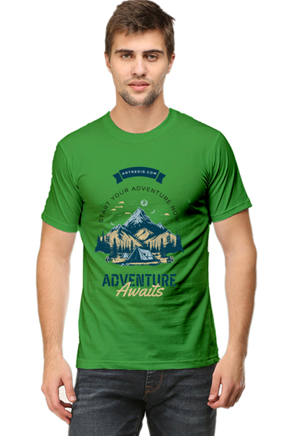 Artredis Men Cotton Printed Regular Fit T-Shirts |Adventure Awaits| | Half Sleeves | Round Neck