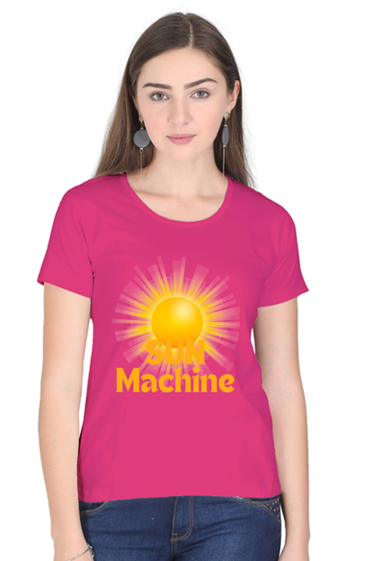 Artredis Women Cotton Regular All Over Print T-Shirts | Sun Machine| Half Sleeves | Round Neck