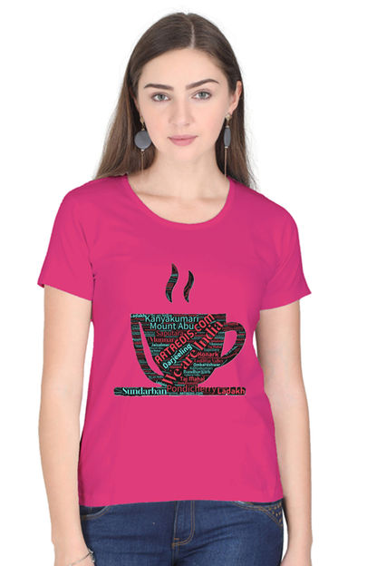 Artredis Women Cotton Regular All Over Print T-Shirts | India Cup| Half Sleeves | Round Neck