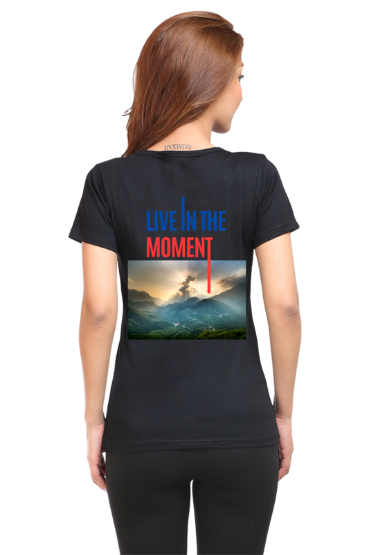 Artredis Women Cotton Printed Regular Fit T-Shirts| Live in the Moment| | Half Sleeves | Round Neck