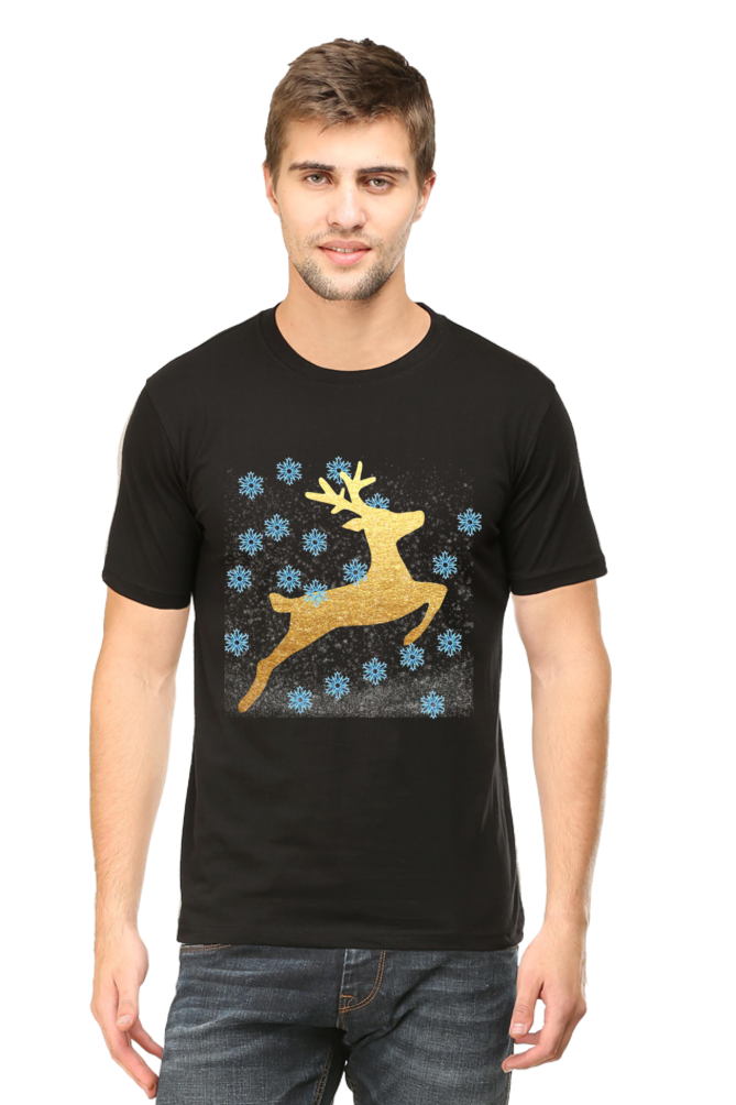 Artredis Men Cotton Printed Regular Fit T-Shirts |Reindeer | Round Neck