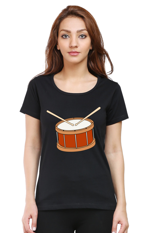 Artredis Women Cotton Printed Regular Fit T-Shirts |Drum| Half Sleeves | Round Neck