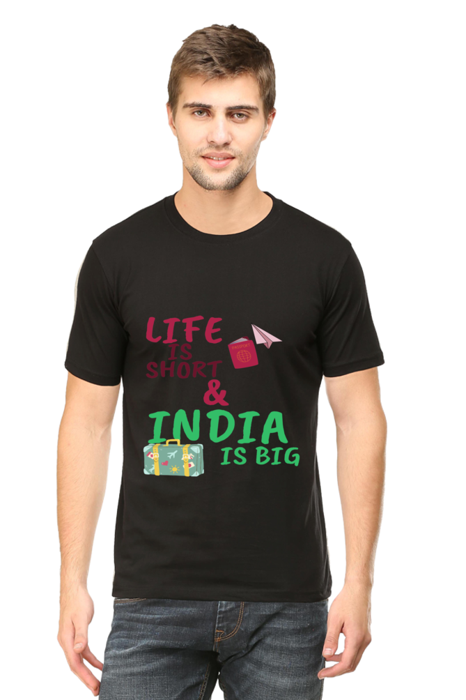 Artredis Men Cotton Printed Regular Fit T-Shirts |Life is Short | Round Neck