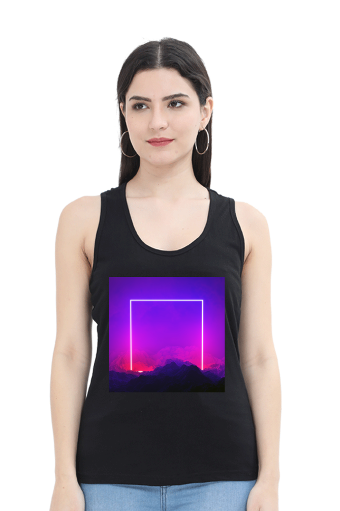 Artredis Women Cotton Tank Top | Heavens Gate| Half Sleeves | Round Neck