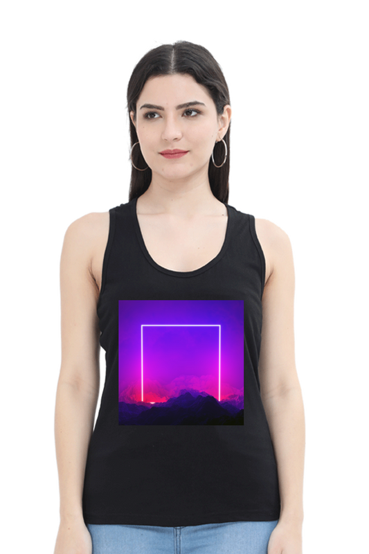 Artredis Women Cotton Tank Top | Heavens Gate| Half Sleeves | Round Neck