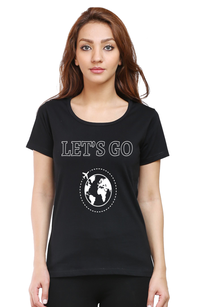 Artredis Women Cotton Regular All Over Print T-Shirts | Lets Go| Half Sleeves | Round Neck