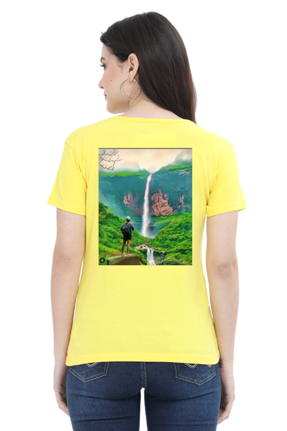 Artredis Women Cotton Printed Regular Fit T-Shirts |Nanemachi Falls| Half Sleeves | Round Neck