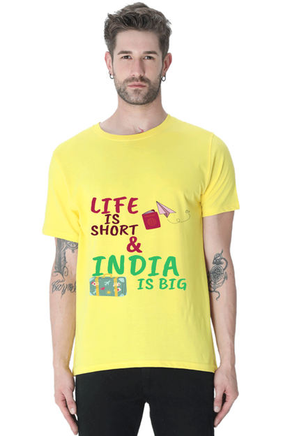 Artredis Men Cotton Printed Regular Fit T-Shirts |Life is Short | Round Neck