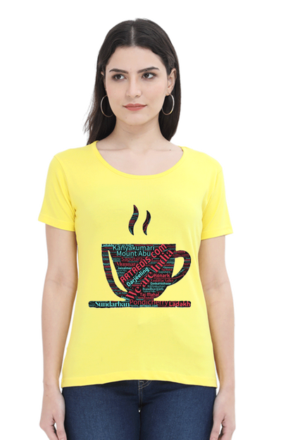 Artredis Women Cotton Regular All Over Print T-Shirts | India Cup| Half Sleeves | Round Neck