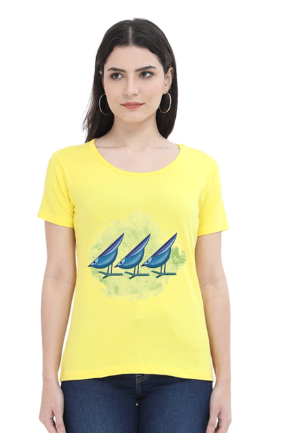 Artredis Women Cotton Printed Regular Fit T-Shirts |Birds | | Half Sleeves | Round Neck