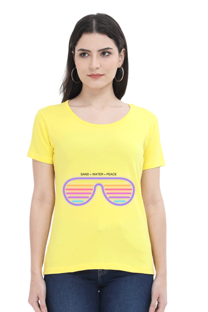 Artredis Women Cotton Printed Regular Fit T-Shirts | Sand Water | Half Sleeves | Round Neck