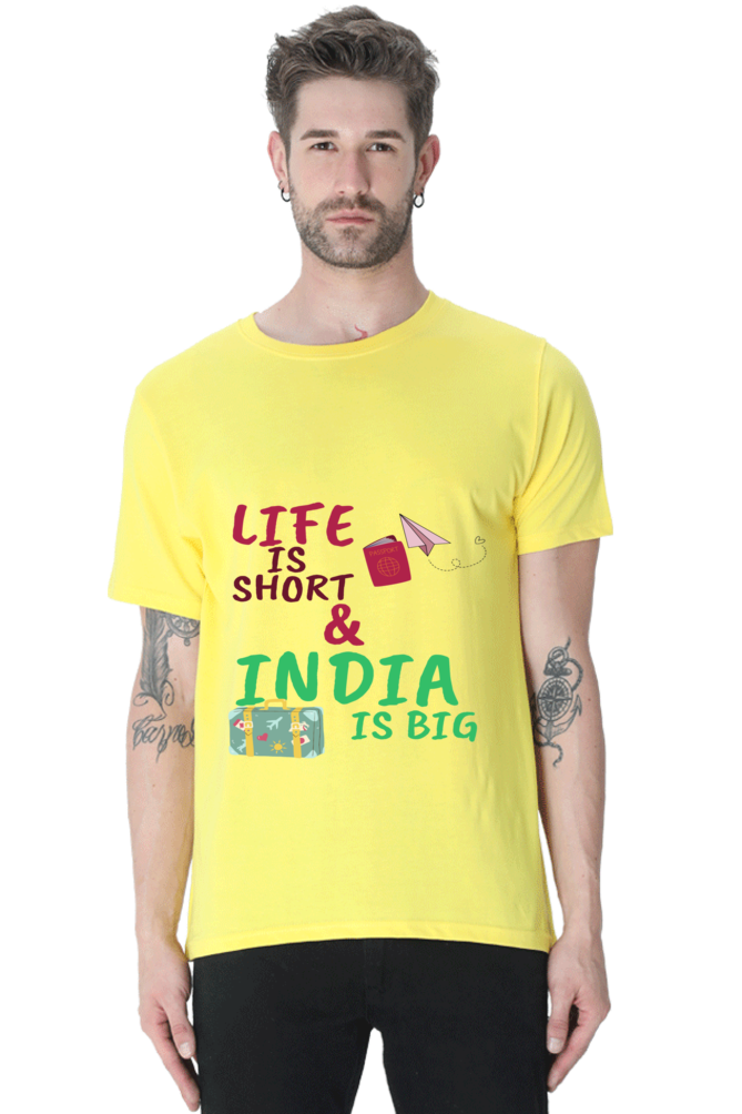 Artredis Men Cotton Printed Regular Fit T-Shirts |Life is Short | Round Neck